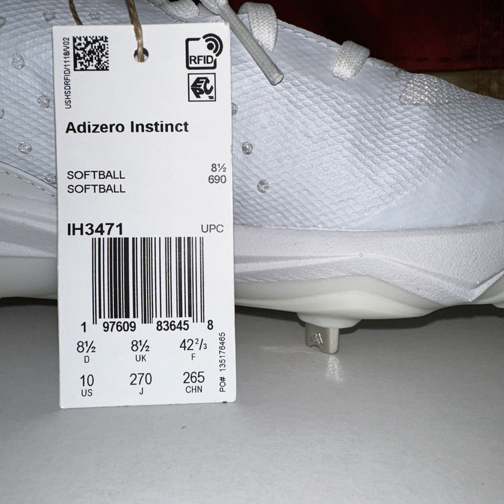 Adidas Adizero Instinct Womens Softball Metal Cleats Size 10 White / Royal Blue - Picture 7 of 7